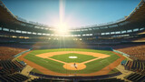 Fototapeta Sport - Professional baseball grand arena in the sunlight Generative AI