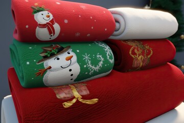 Canvas Print - Christmas themed towels. , generative artificial intelligence
