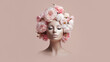 © Neuroshock - Fashion model with a hairstyle made of flowers created with generative AI technology