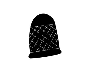 Wall Mural - Drawing of a thimble, black vector icon