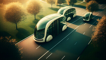 Autonomously driving transportation peopemover pod vehicle for future public travel