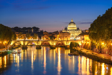 Poster - St. Peter's basilica in Vatican at sunset. Italy 