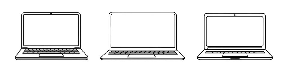 Poster - Laptop linear icon set, collection. Vector illustration on white background.