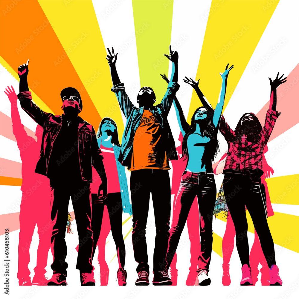 Vetor do Stock Christian worship young people silhouette lifting hand vector  illustration | Adobe Stock, image size:1000x1000