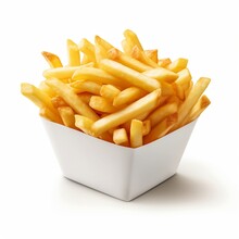 French Fries In A White Box Mockup  