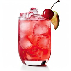 Refreshing Shirley Temple Cocktail in Two Glasses with Ice - Perfect for a Sweet and Non-Alcoholic Summer Drink: Generative AI