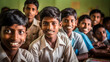© wetzkaz - smile young teenager group sits in class room, boys, teen teenager teenagers