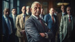 © wetzkaz - in a business suit, an old man, elderly man and in the background a group of old men, team group or company