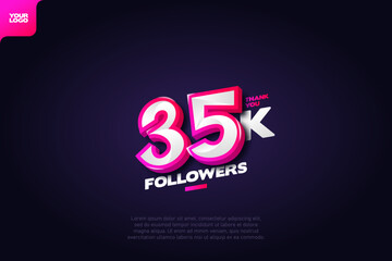 Wall Mural - celebration of 35k followers with realistic 3d number on dark background