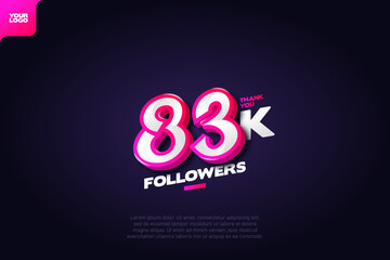 Wall Mural - celebration of 83k followers with realistic 3d number on dark background