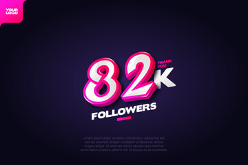 Wall Mural - celebration of 82k followers with realistic 3d number on dark background