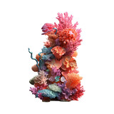 Fototapeta Do akwarium - Beautiful colorful Tropical coral reef, underwater world idea concept, isolated on white transparent background, ai generate
