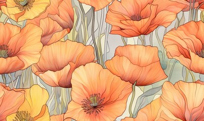 Wall Mural - california poppy in watercolor style 