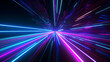 Blue pink and purple neon glow laser beam light lines moving fast,digital, high speed internet, cyberpunk, techonogy backdrop. futuristic abstract background. Generative AI