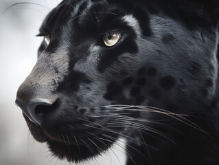 Wall Mural - a close up of a black panther face isolated on a white background generative ai