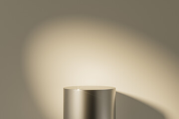 Wall Mural - 3d presentation pedestal or dais made of metal in room illuminated by sunlight. 3d rendering of mock