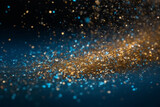 Fototapeta Tęcza - Blue And Gold Colored Glitter Particles Falling - Christmas Celebration Snow Winter