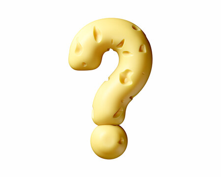 Symbols made of cheese. 3d illustration of yellow alphabet isolated on white background