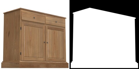 Wall Mural - 3D rendering illustration of a 2 door cabinet cupboard