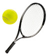 © MERCURY studio - Tennis racket and Tennis ball isolated on white background, Tennis racket and Yellow Tennis ball sports equipment on white PNG File.