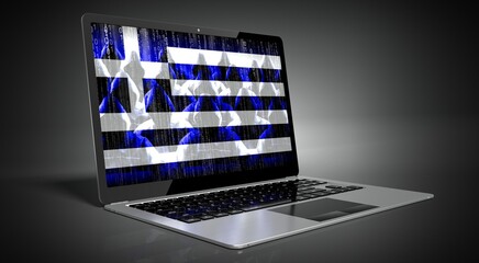Greece - country flag and hackers on laptop screen - cyber attack concept