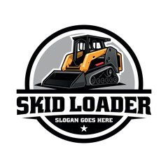 Poster - skid steer, loader illustration logo vector.