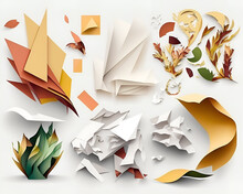 Set Of Vector Paper Scraps On White Background PNG, White Background.