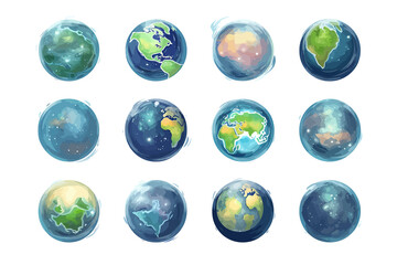 Poster - Planet earth vector set collection graphic clipart design. Generative AI
