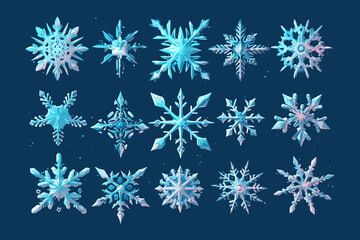 Aufkleber - snowflake set collection graphic clipart design. Generative AI