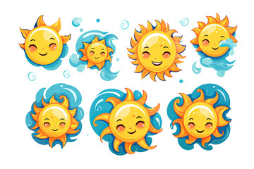 Poster - Sun set collection graphic clipart design. Generative AI