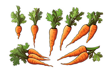 Sticker - Carrot set collection graphic clipart design. Generative AI