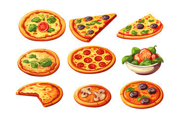 Poster - Pizza menu set collection graphic design. Generative AI