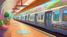 Abstract Background Subway. A Visually Striking Banner Design Showcases A Captivating Illustration Of A Subway Scene Against An Abstract Background. Generative AI.