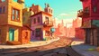 © DesignSells - Background cozy street in small town. A cozy street in a small town is beautifully depicted with an abstract background and illustration in a banner design. Generative AI.