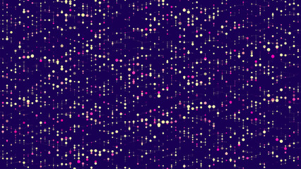 Poster - Abstract background with colorful dots on blue background. Grid of blinking dots. The flow of scientific data in cyberspace. Modern pattern for use in graphic design.Vector illustration.
