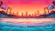 Abstract background stadium. A picturesque sunset sets the backdrop for a stadium in a captivating illustration with an abstract background and compelling banner design. Generative AI.