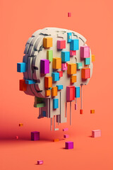 Fototapete - poster symbolizing the integration of AI in society, featuring a simple yet powerful visual representation of a neural network or AI-related icon.  Generative AI technology.