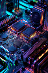 Aufkleber -  A close-up image highlighting the intricate circuitry and cooling systems of a high-performance database server, conveying its advanced technological capabilities.  Generative AI technology.