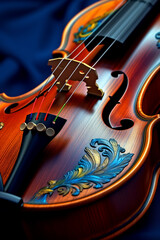 Aufkleber - violin, emphasizing the elegant curves and fine craftsmanship of the instrument, evoking a sense of classical music and sophistication.   Generative AI technology.