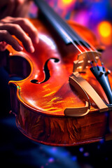 Aufkleber -  musician's hands playing a violin, capturing the intricate movements and skill involved in producing beautiful melodies.  Generative AI technology.
