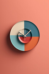 Poster - A geometric-inspired wall clock, with clean lines and contrasting colors, adding a contemporary touch to any room.  Generative AI technology.
