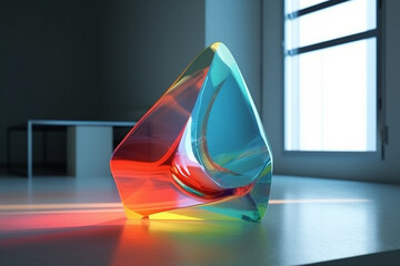 Leinwandbilder - An abstract sculpture made of transparent or translucent materials, playing with light and shadow to create intriguing visual effects. Generative AI technology.