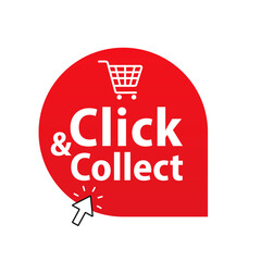Poster - Click and collect icon. Commercial label, badge or sticker. Mouse cursor or Hand pointer. Concept online order or internet shopping. Ecommerce, internet sales and retail. Vector illustration