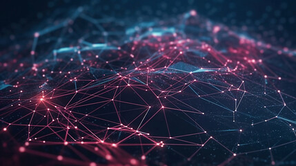 Wall Mural - ai generative. network connection of points and lines