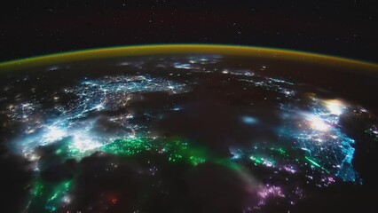 Wall Mural - Earth from space. Flight over the Earth time lapse. Planet Earth seen from the ISS. Elements of this image furnished by NASA.