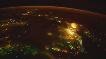 Wall Mural - Earth from space. Flight over the Earth time lapse. Planet Earth seen from the ISS. Elements of this image furnished by NASA.