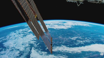 Wall Mural - Earth from space. Flight over the Earth time lapse. Planet Earth seen from the ISS. Elements of this image furnished by NASA.