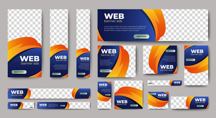 Poster - Web advertising banner template design. Modern web layout set with standard size. vector