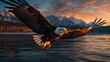 Generative ai illustration of Flying Eagle looking at camera