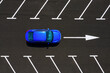 Aerial view of the car and parking lot. Photo from a drone. Markings on the pavement. Transportation and infrastructure. An aerial view of transportation.